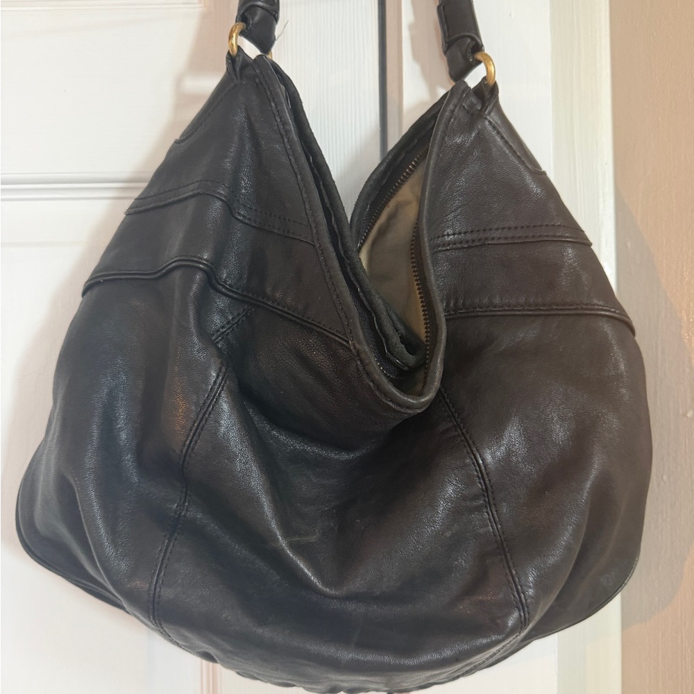 Banana Republic Black Leather Hobo Shoulder Bag - Picture 2 of 5